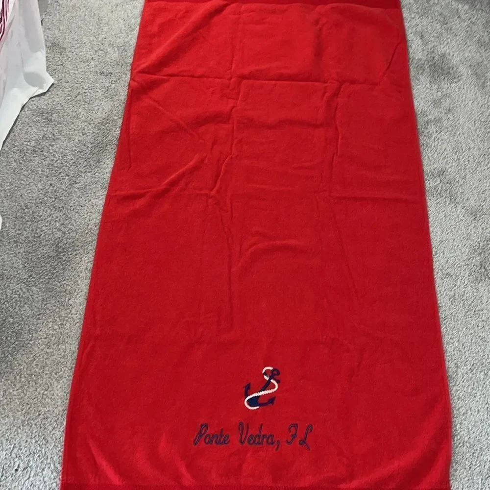 Retro Chairs Umbrella Anchor Ponte Vedra Florida Beach Towel Set of 2 Vintage